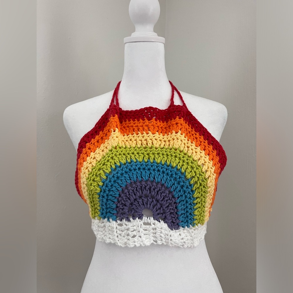 Rainbow crochet top